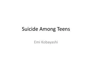 Suicide Among Teens