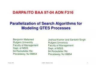 Parallelization of Search Algorithms for Modeling QTES Processes
