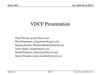 VDCF Presentation