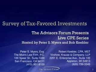 Survey of Tax-Favored Investments