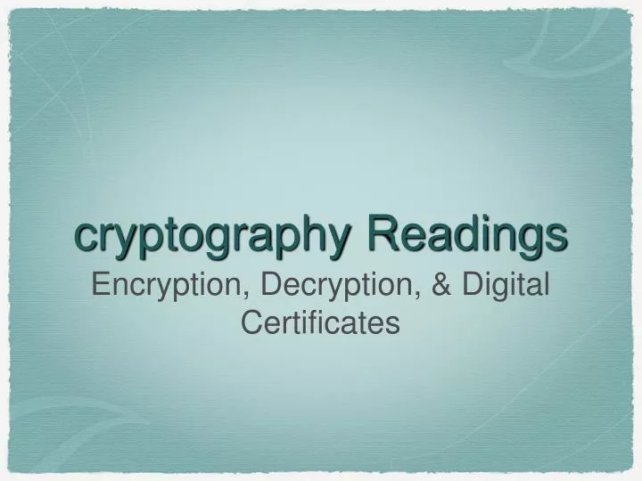 cryptography readings