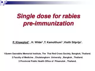 Single dose for rabies pre-immunization