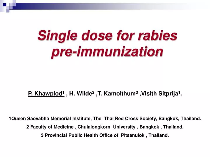 single dose for rabies pre immunization