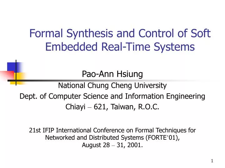 formal synthesis and control of soft embedded real time systems
