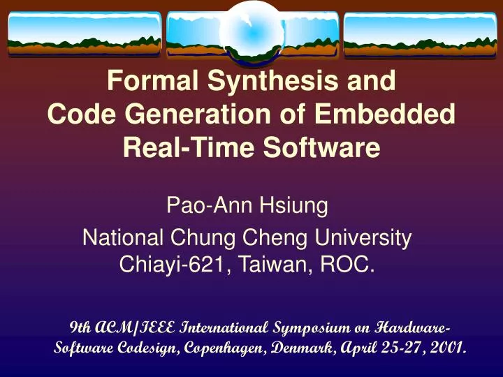 formal synthesis and code generation of embedded real time software