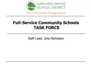 Full-Service Community Schools TASK FORCE