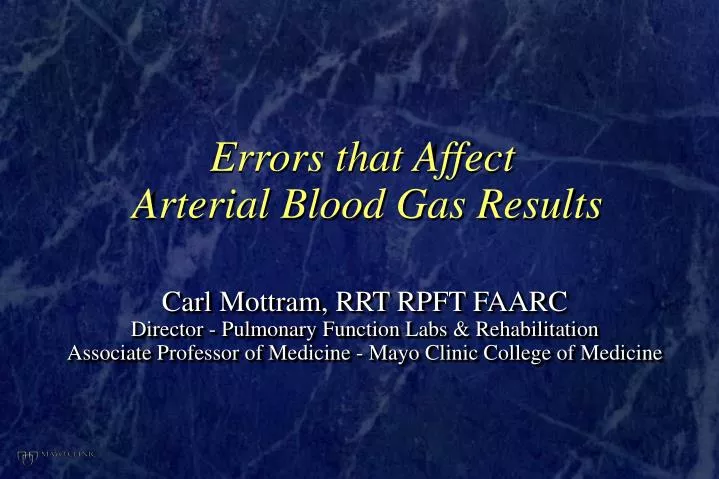 errors that affect arterial blood gas results