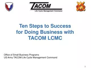 Ten Steps to Success for Doing Business with TACOM LCMC