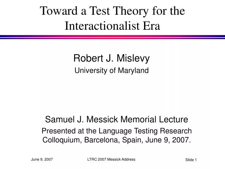 toward a test theory for the interactionalist era