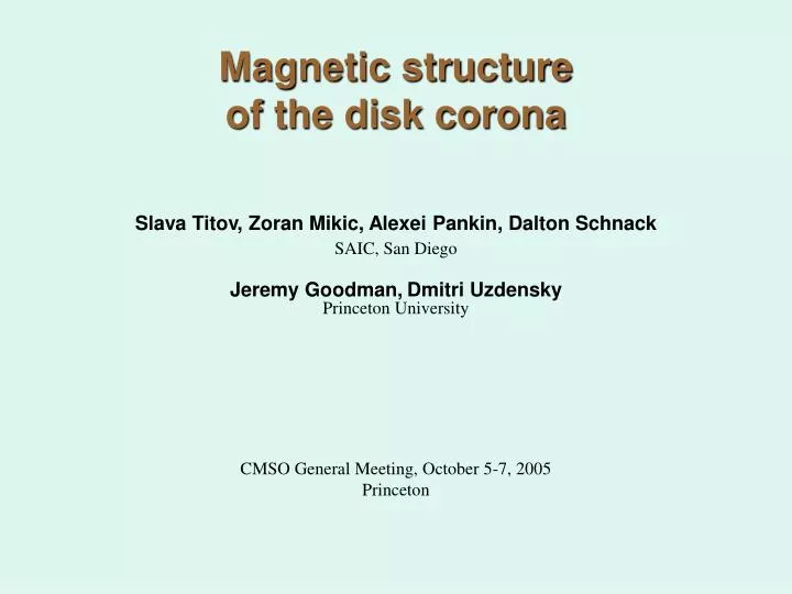 magnetic structure of the disk corona