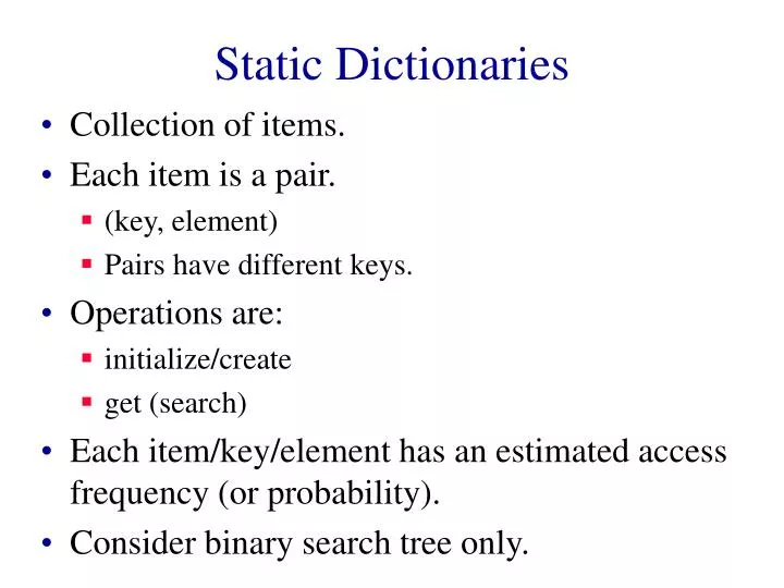 static dictionaries