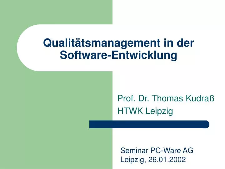 qualit tsmanagement in der software entwicklung