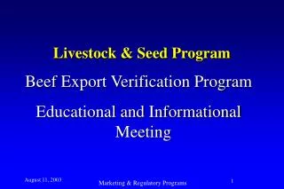 Livestock &amp; Seed Program