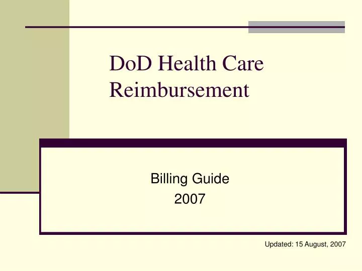 dod health care reimbursement