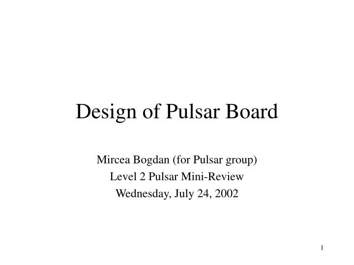 design of pulsar board