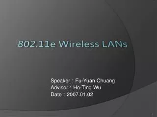 802.11e Wireless LANs