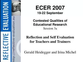 ECER 2007 19-22 September Contested Qualities of Educational Research Session 3a