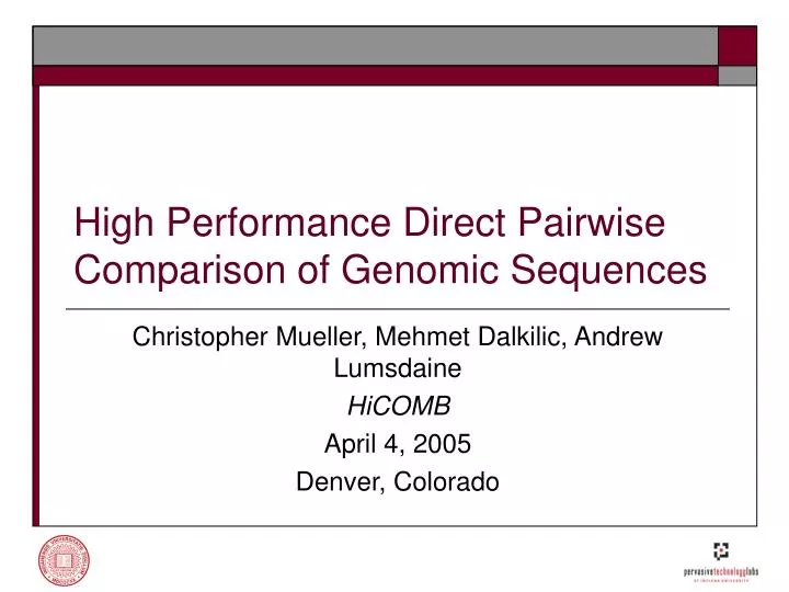 high performance direct pairwise comparison of genomic sequences