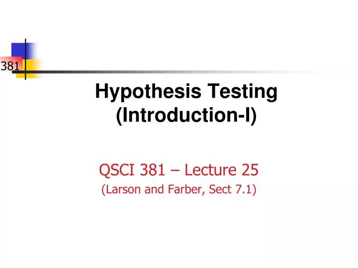 hypothesis testing introduction i