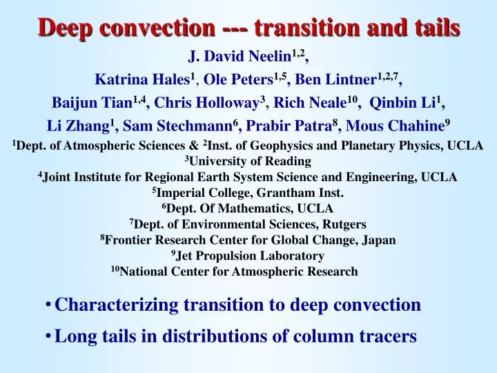 deep convection transition and tails