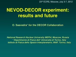 NEVOD-DECOR experiment: results and future