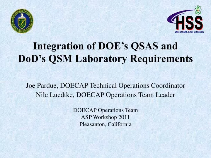 integration of doe s qsas and dod s qsm laboratory requirements