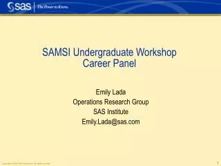 SAMSI Undergraduate Workshop Career Panel