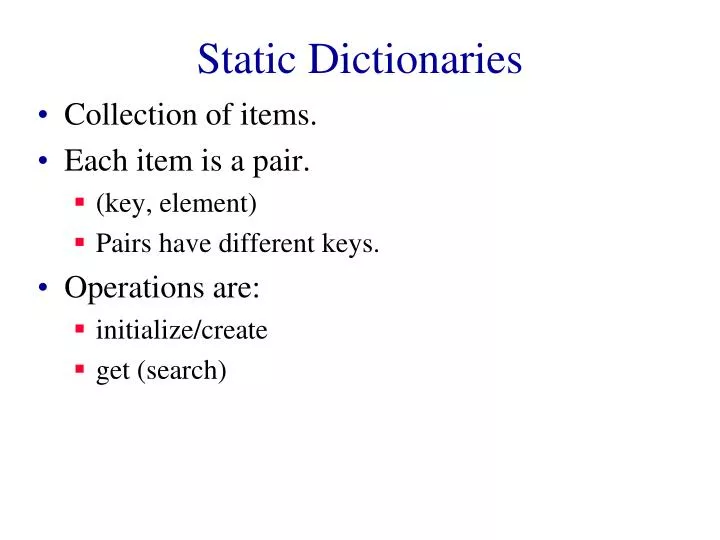 static dictionaries