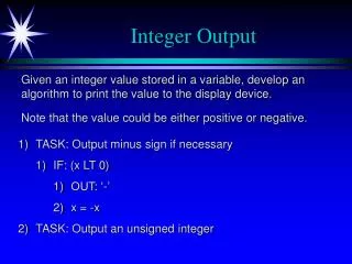 Integer Output