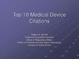 Top 10 Medical Device Citations