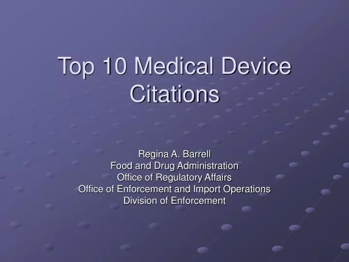 top 10 medical device citations