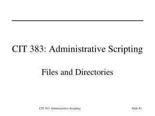 CIT 383: Administrative Scripting