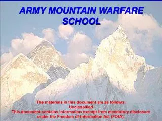 ARMY MOUNTAIN WARFARE SCHOOL