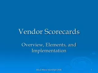 Vendor Scorecards