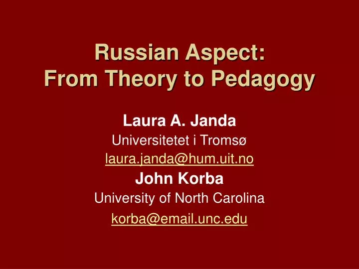 russian aspect from theory to pedagogy
