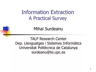 Information Extraction A Practical Survey