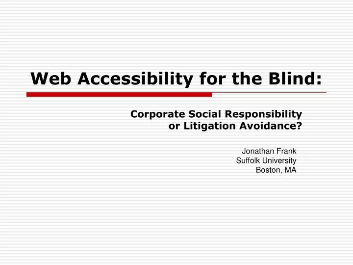 web accessibility for the blind