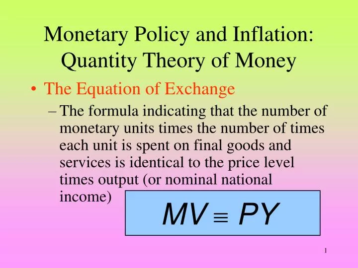 monetary policy and inflation quantity theory of money