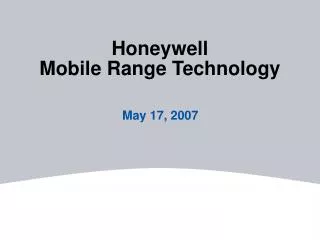 Honeywell Mobile Range Technology