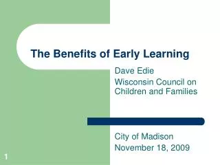 The Benefits of Early Learning