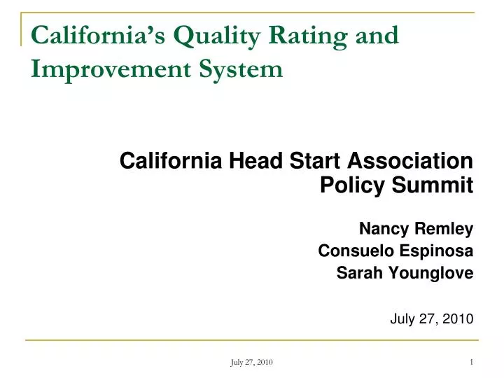 california s quality rating and improvement system
