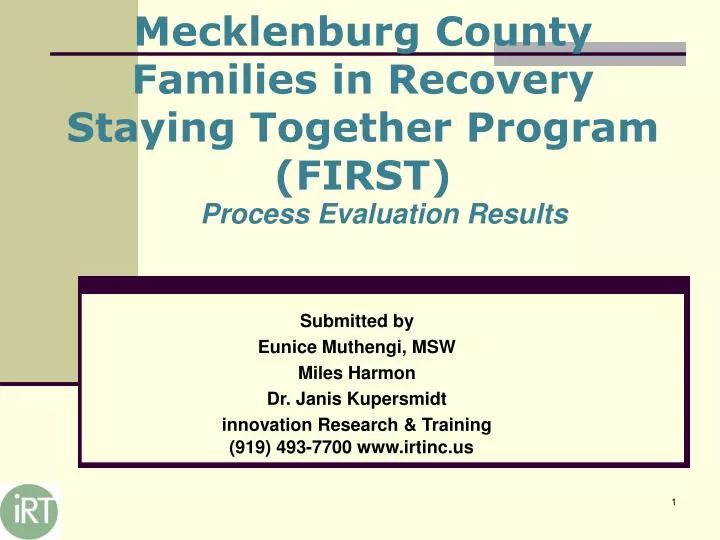 mecklenburg county families in recovery staying together program first