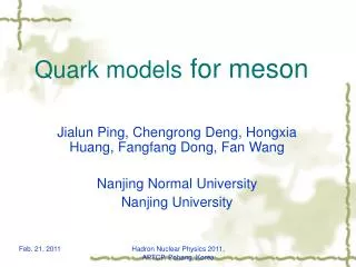 Quark models for meson