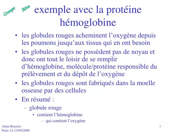 exemple avec la prot ine h moglobine