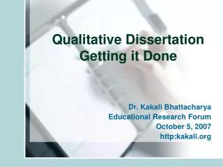 Qualitative Dissertation Getting it Done