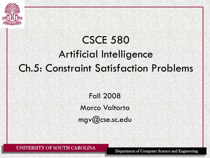 csce 580 artificial intelligence ch 5 constraint satisfaction problems