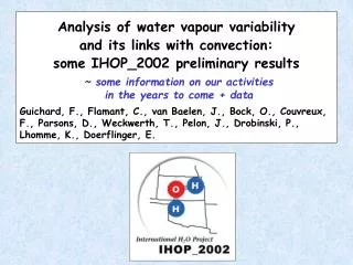 Analysis of water vapour variability and its links with convection: