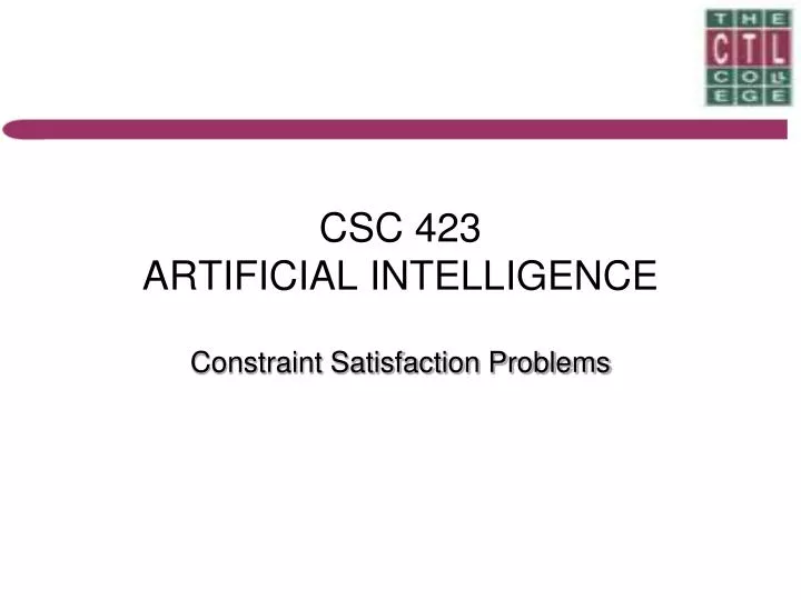 csc 423 artificial intelligence