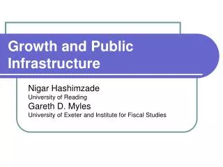 Growth and Public Infrastructure