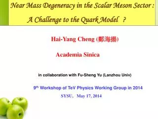 Near Mass Degeneracy in the Scalar Meson Sector : A Challenge to the Quark Model ?